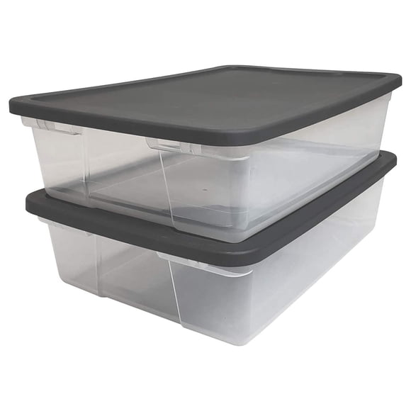Homz Snaplock 28 Qt Clear Organizer Storage Container Bin with Lid (2 Pack)