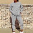 thumbnail image 2 of Timegard Ensembles 2 Pcs pour Femmes Col Ras du Cou Haut à Manches Longues Pantalon de Course Tenues d'Automne Confortables avec Poches, 2 of 6
