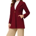 thumbnail image 4 of INSPIRE CHIC Women's Lapel Collar Buttoned Outwear Elegant Work Notch Trench Winter Coat L Burgundy, 4 of 6