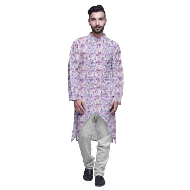 Atasi Long Sleeve Kurta Printed Button Down Asymmetric Designer Kurta For Boys