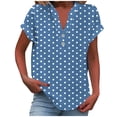 thumbnail image 1 of fatyb Womens Printed V Neck Tops Short Sleeve Button V Neck Tshirts Lightweight Summer Beach Blouses, 1 of 5