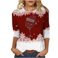 thumbnail image 1 of Pisexur Chandails de Noël pour Femmes Chandails à Manches 3/4 pour Femmes Chandails à Col Rond Graphiques Amusants Chandails à Capuchon Décontractés pour les Fêtes de Noël Confort Amples Mode d'Automne Chandails à Enfiler, 1 of 4
