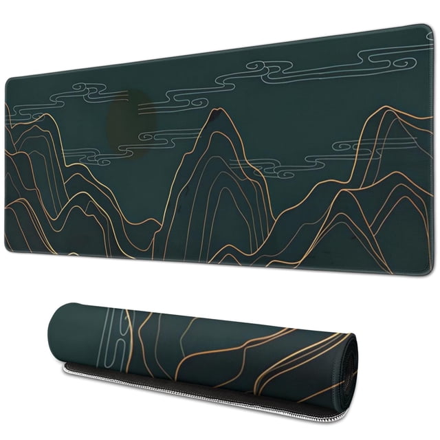 "Extended Gaming Mouse Pad Featuring Aesthetic Mountain Artwork: Large 31.5x11.8 Inch, Stable Rubber Base, Stitched Edges for Work, Game & Office"