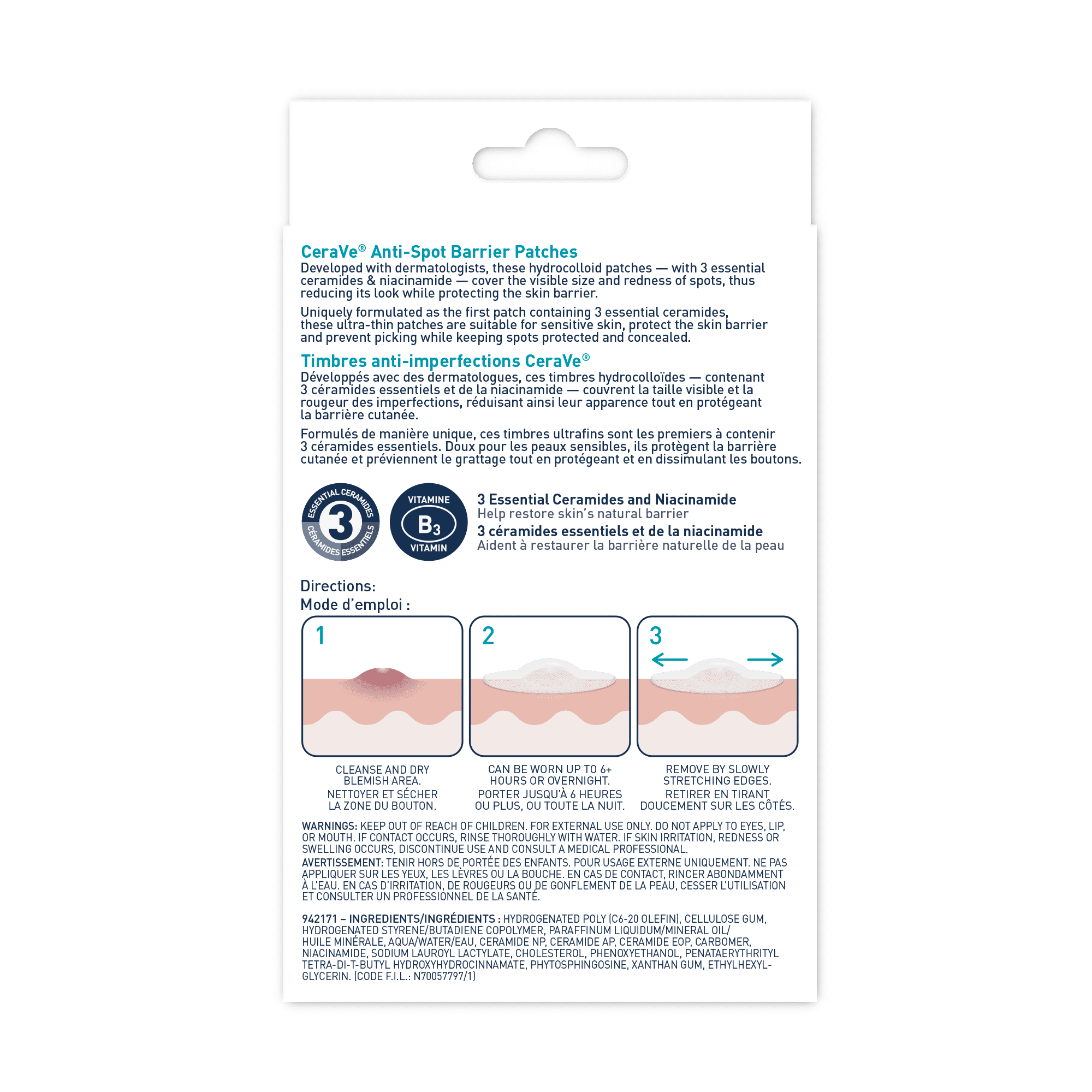 CeraVe Timbres Anti-Spot Barrière, Pansements Hydrocolloïdes Invisibles avec Céramides et Niacinamide