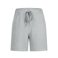 thumbnail image 4 of Admvng Linen Shorts for Women Plus Size Spring Summer Solid Color Loose Linen Casual Elastic Waist Shorts S-3XL, 4 of 6