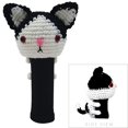 thumbnail image 1 of StitchHead Hand Stitched Yarn Animal Driver/Wood Head Cover - Black/White Cat, 1 of 2