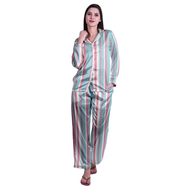Moomaya Ensembles de Détente pour Femmes à Manches Longues, Pyjama à Col Cranté Boutonné