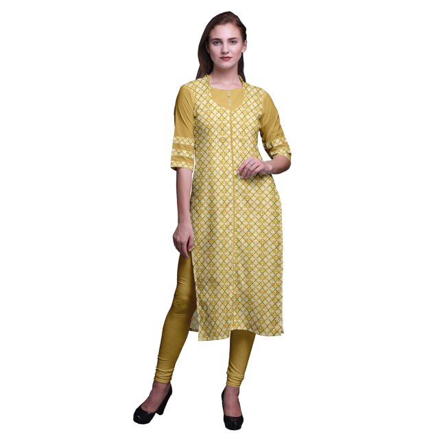 Bimba Kurti Droite Décontractée Imprimée Haut à Manches 3/4 Longue Kurta Robe pour Femmes