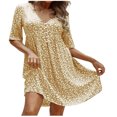 thumbnail image 2 of Jusqu'à 65 % de Rabais! Robes d'Été à la Mode pour Femmes 2024 Grande Taille Col en V Uni Courte à Boutons Douce Tenue Florale, 2 of 6