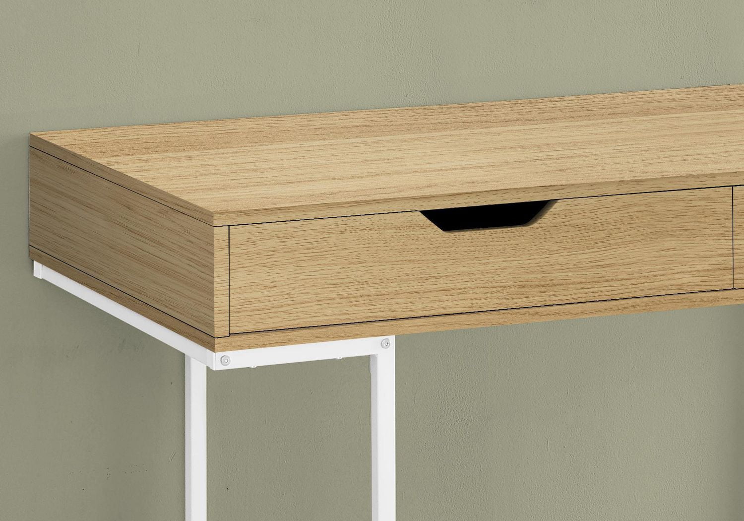 Monarch Specialties Bureau, Bureau À Domicile, Ordinateur Portable, Tiroirs De Rangement, 48"l, Travail, Métal, Stratifié, Naturel, Blanc, Contemporain, Moderne