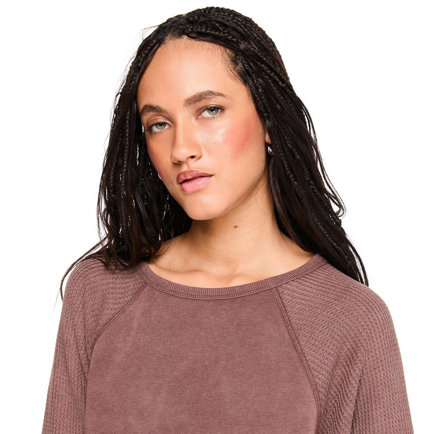 Coton ouaté à manches raglan en tricot gaufré Wild Skye pour femmes