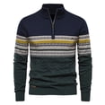 thumbnail image 1 of LOVZFMLL Sweaters for Men, Vintage Striped Color Block Turtleneck Ribbed Pullover, Casual Fashion Half-Zip, Fall Clothes, Warm Winter Tops, 1 of 2