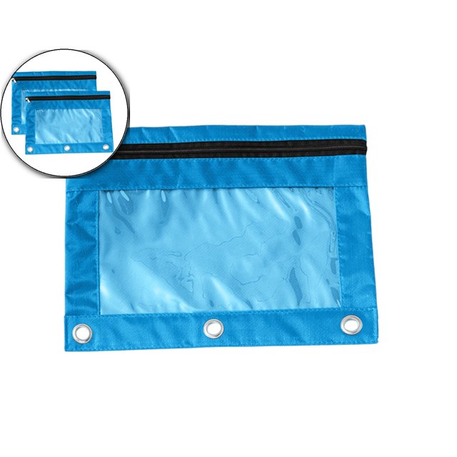 Dvruxg 2 Pcs Trousse à Crayons, Trousse à Crayons Trois Trous Fermeture Éclair Simple Sac de Rangement Transparent en PVC, Grande Capacité Trousse à Crayons avec Fermeture Éclair Classeur Transparent