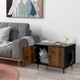 thumbnail image 3 of Gymax Industrial Cat Litter Box Enclosure Hidden Washroom Cat House End Table Cabinet, 3 of 10