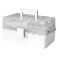 thumbnail image 1 of Pill Storage Box 3-Layer Large Capacity Home Cosmetics Case Plastic Sundries Organizer  Ordinary Style  Pink, 1 of 10