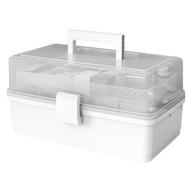 Pill Storage Box 3-Layer Large Capacity Home Cosmetics Case Plastic Sundries Organizer Ordinary Style Pink