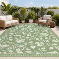 thumbnail image 3 of Nanan 5x8 Waterproof Outdoor Rug, All-Weather Floral Pattern Patio Mat, UV Resistant, Stain Resistant, Easy Clean Plastic Rug for Yard, Deck, Balcony, Camping,Gray Green/Ivory White, 3 of 8