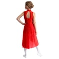 thumbnail image 2 of Miaeowve Robe de Danse Ballet Latin pour Filles Enfants Justaucorps Sans Manches avec Strass Dos Ajouré Combinaison Salopette Tenue de Danse Décontractée Rouge 14, 2 of 7