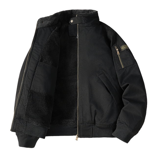 WRKEKC Fleece Jacket Men Solid Color Long Sleeve Lapel Sherpa Button Work Pocket Reversible No Hood Outerwear Jacket for Fall and Winter