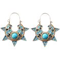 thumbnail image 1 of Allmatch de Luxe Conception Unique Boucles d'Oreilles pour les Femmes, Rétro Femmes Géométriques Tournesol Sculpture Faux Turquoise Boucles d'Oreilles Partie Bijoux 10229, 1 of 8