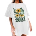 thumbnail image 2 of FcBaudy Hauts pour Femmes, Chemises pour Femmes, Chemisiers et Chemises à Manches Courtes à Col Rond pour Femmes, T-Shirts Décontractés à Imprimé de Fleurs à Manches Courtes, Blouse Surdimensionnée en Polyester pour Femmes, 2 of 7