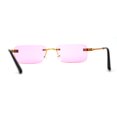 thumbnail image 2 of Art Nouveau Luxury 90s Rimless OG Narrow Rectangle Sunglasses Gold Solid Pink, 2 of 4