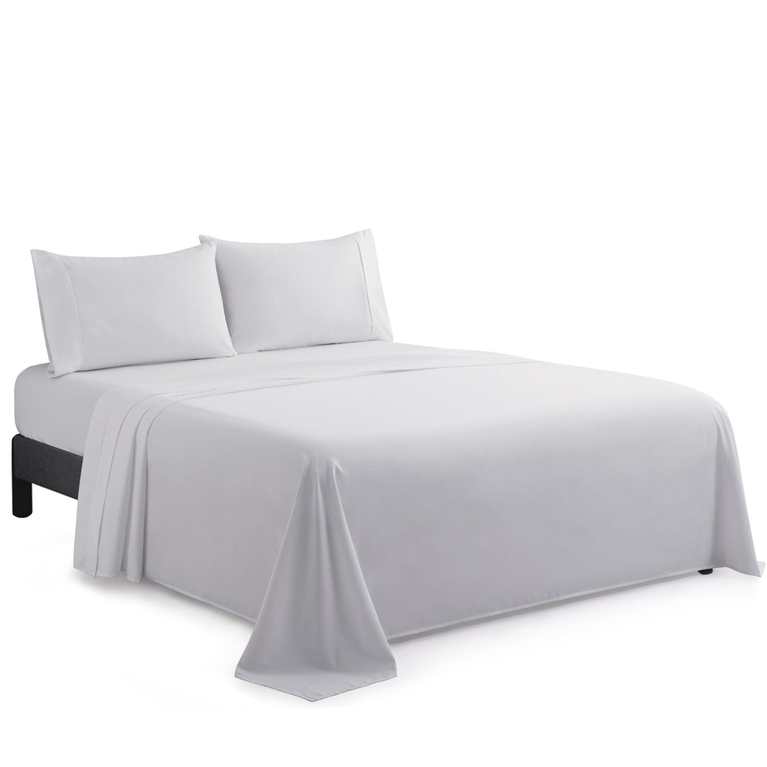 Literie Marina Decoration, 600 fils au pouce carré, ultra douce, à poches profondes, en coton percale fibres longues, toutes saisons, couleur blanche