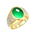 thumbnail image 3 of RYLOS Men's Rings 14K Yellow Gold Nugget Ring with Cabochon Gemstone & Diamonds Emerald Rings For Men Size 12, 3 of 7