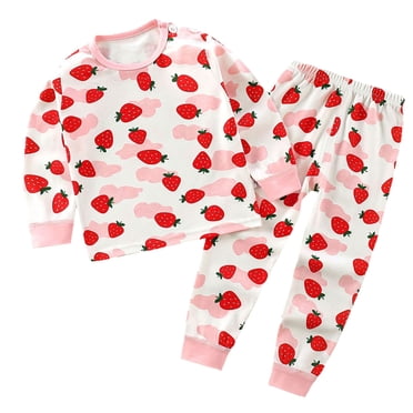 Timegard Toddler Girl Clothes Outfits Print Long Sleeve Round Neck Pajama Tops Elastic Cute Pants Infant Set