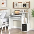 thumbnail image 2 of Costway Home Office Computer Desk Space-saving Study Writing Desk with Keyboard Tray White, 2 of 9