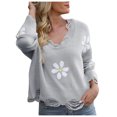 thumbnail image 2 of EGNMCR Cardigans pour Femmes, Chandails pour Femmes pour Femmes et Manches d'Hiver Décontracté Chandail Tricoté Imprimé Col en V Chandail pour Femmes, 2 of 5