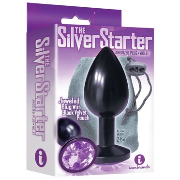 THE 9'S The Silver Starter Anodized Bejeweled Crystal Glass Anal Plug, Violet