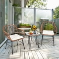 thumbnail image 1 of Costway 3PCS Patio Rattan Bistro Set Coffee Table Armchair Garden Beige Cushion, 1 of 10