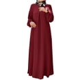 thumbnail image 1 of Robe Abaya pour Femmes à Manches Longues, Robe Islamique avec Poches, Maxi, Tenue de Prière, Élégante, Robe Longue pour les Fêtes, 1 of 4