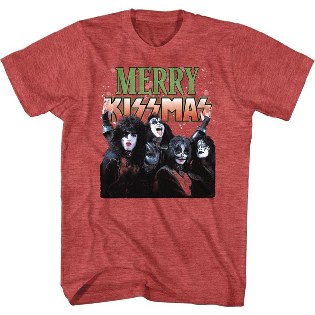 T-Shirt pour Adulte Kiss Merry Kissmas Rouge Chiné TG