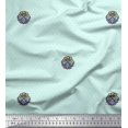 thumbnail image 1 of Soimoi Rayon Fabric Dot,Leaves & Floral Block Printed Fabric 1 Yard 56 Inch Wide, 1 of 3