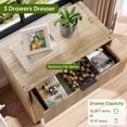 thumbnail image 3 of Table de Nuit Haute en Bois Yiwa avec Rangement, Commode Cannelée à 3 Tiroirs, Chambre et Entrée, 3 of 7
