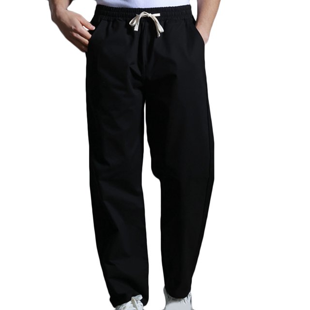 RXIRUCGD Pantalon Droit Décontracté pour Hommes, Mode, Taille Élastique avec Cordon, Noir, Taille : 2TG