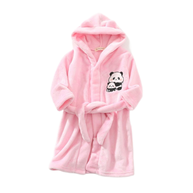 WOLLED Robe en Polaire pour Garçons et Filles, à Capuche, Couleur Unie, 1-12 Ans