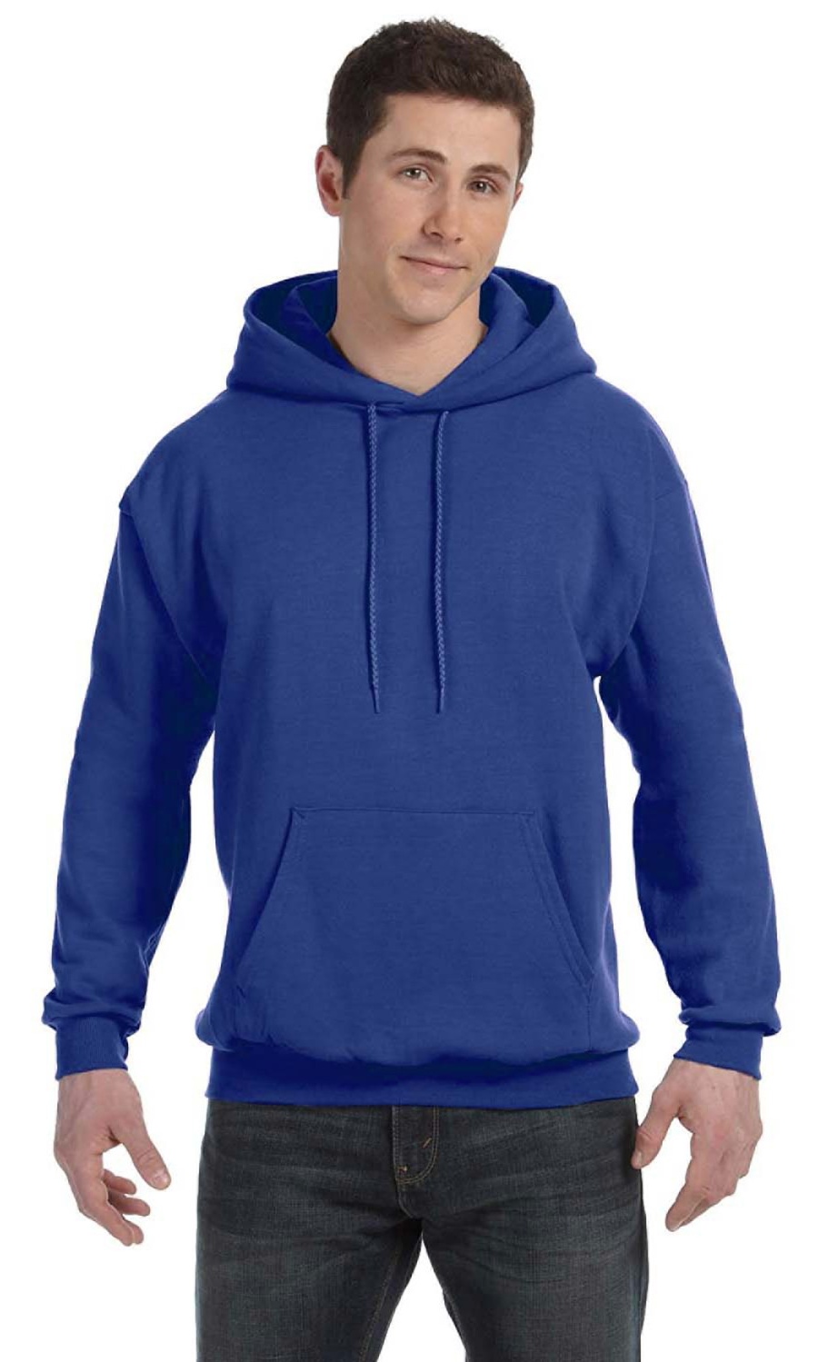 The Hanes 78 oz EcoSmart 50/50 Pullover Hood - DEEP ROYAL - M