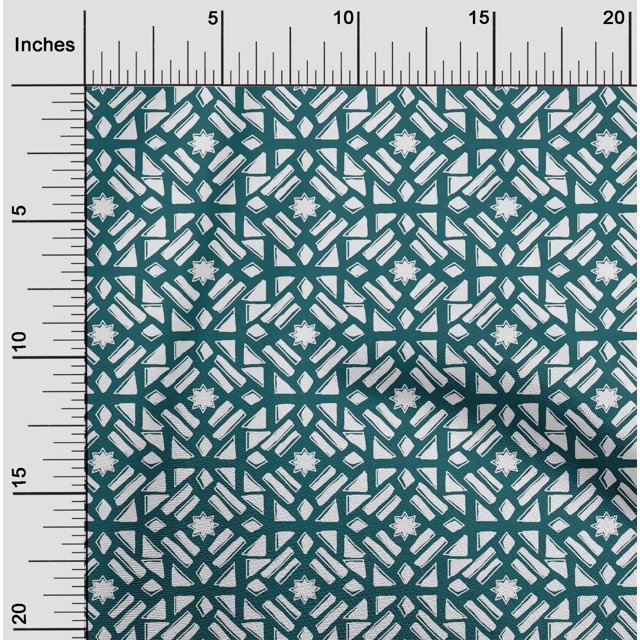 oneOone Georgette Viscose Fabric Geometric Block Printed Fabric 1 Yard 42 Inch Wide