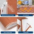 thumbnail image 3 of Tapis d'Extérieur Réversible Imperméable 9 X 12 Pi – Tapis Moderne en Paille Plastique Terre Cuite Orange/blanc, Résistant aux UV, Facile à Nettoyer, Pliable, avec 4 Piquets et Sac Portable – Norme US, 3 of 8