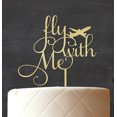 thumbnail image 3 of Fly With Me Rustic Wedding Custom Cake Topper Persoanlzied Cake Topper With Airoplane Cake Decoration 7-8 Inches Wide, 3 of 3