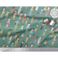 thumbnail image 1 of Soimoi Green Poly Georgette Fabric Crowd Theme Human Figure Decor Fabric Printed Yard 42 Inch Wide, 1 of 5