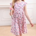 thumbnail image 4 of vdgthytj Robes d'Été pour Tout-Petites Filles à Imprimé Floral à Manches Volantées Robe Soleil Ligne A Robe de Plage pour Fête pour Enfants 2-10 Ans, 4 of 5
