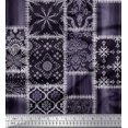 thumbnail image 1 of Soimoi polyester Crepe Fabric Paisley,Mandala & Quatrefoil Patchwork Print Fabric by the Yard 52 Inch Wide, 1 of 3