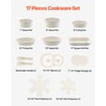 thumbnail image 2 of VEVOR 17 Piece Pots and Pans Set Granite Nonstick Kitchen Cookware Induction White, 2 of 9