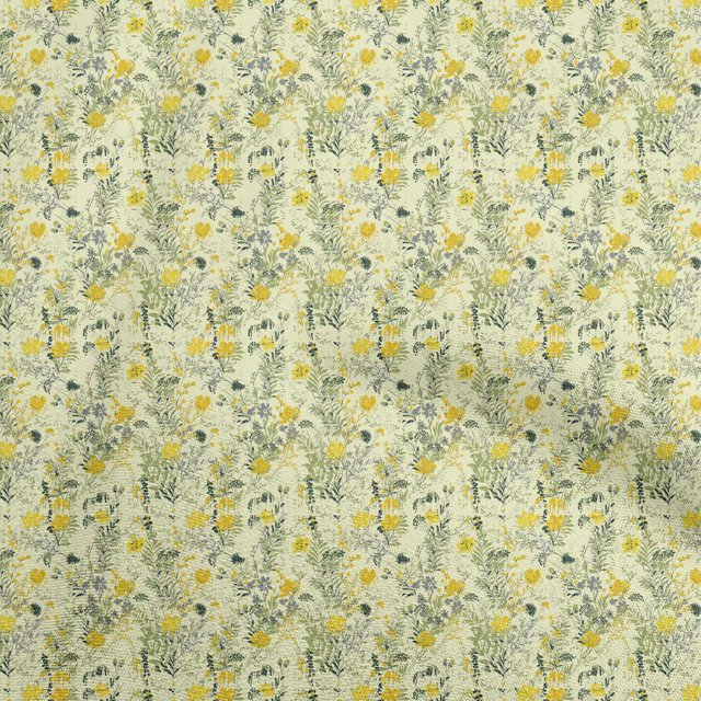 oneOone Rayon Yellow Fabric Florals Sewing Craft Projects Fabric Prints By Yard 56 Inch Wide