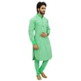 thumbnail image 3 of Atasi Ensemble Kurta Pyjama Vert Style Pathani pour Homme Chemise Punjabi pour Homme-G, 3 of 6