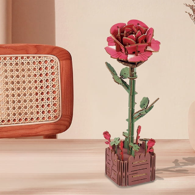 Building Blocks Flowers Flower Puzzles Three-dimensional Models Wooden Handicrafts